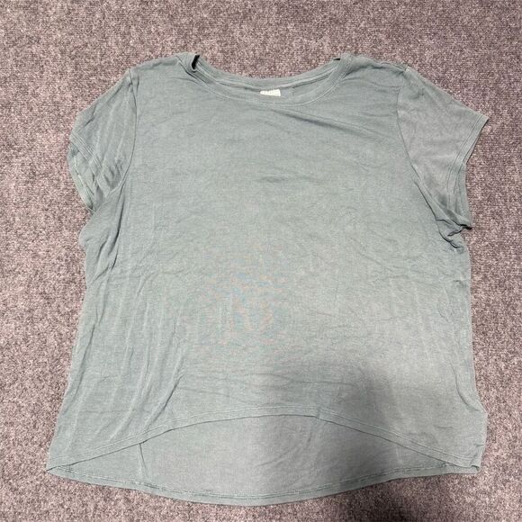 Athleta Women's Short Sleeve Tee Blue Size L Casual Crew Neck - Picture 1 of 5